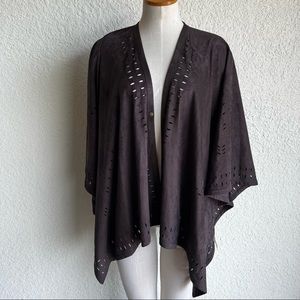 Soft Surroundings cardigan Poncho One Size Brown suede